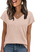 V-Neck Short Sleeve Knit Top
